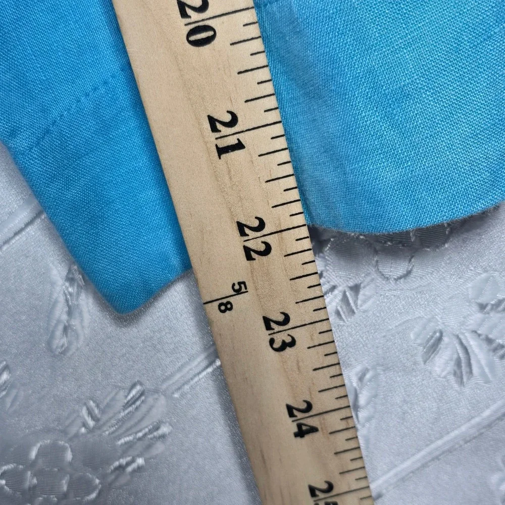 J Jill Petite‎ Linen Hooded Button Front Jacket Woman Small Blue Lightweight